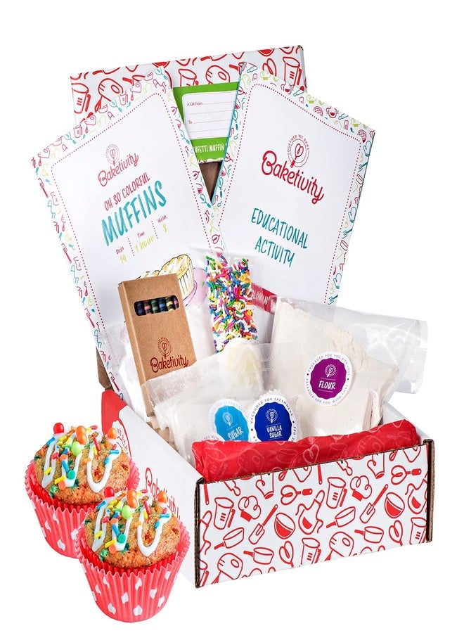 Baketivity Kids Baking DIY Activity Kit - Bake Delicious Confetti Muffins with Pre-Measured Ingredients - Best Gift Idea for Boys and Girls Ages 6-12 - Image 1